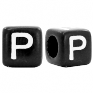 Acrylic letter beads letter P Black