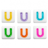 Acrylic letter beads letter U Multicolour-White