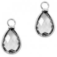 Crystal glass charms drop Black Diamond Crystal-Silver