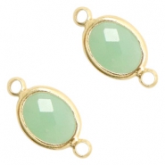 Crystal glass connectors oval 10x9mm Crysolite green opal-Gold