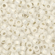 Miyuki seed beads 8/0 Gilt Lined Opal White 8-551