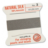 Griffin bead cord natural silk &Oslash;0.5mm Grey