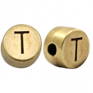 DQ European metal letter beads T Antique Bronze (nickel free)
