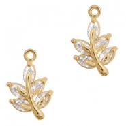 Metal rhinestone charms leave Gold