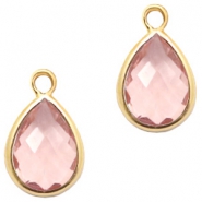 Crystal glass charms drop 11x7mm Vintage Pink Crystal-Gold