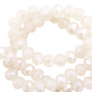 Top faceted beads 6x4mm disc Off White-Pearl Shine Coating
