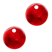Resin pendants round 12mm Cherry Red
