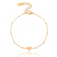 Stainless steel bracelets belcher chain heart &hearts; Rose Gold