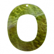 Resin pendants oval 48x40mm Olive Green