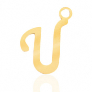 Stainless steel charms initial U Gold