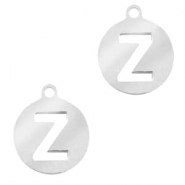 Stainless steel charms 10mm initial coin Z Silver