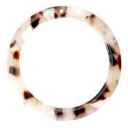 Resin pendants round 35mm Mixed Beige Brown