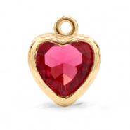 Crystal glass charms heart Indian Pink-Gold