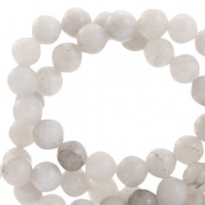 Semi-precious stone beads round 8mm matt Grey