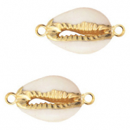 Shell beads connectors specials Cowrie Cream Beige-Gold