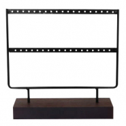 Jewellery display two rows for earrings with wooden standard Black-Dark Brown