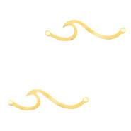 Stainless steel charms connector wave Gold