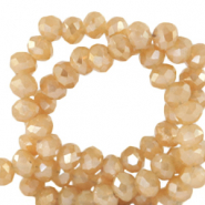 Top faceted beads 4x3mm disc Peachy Beige-Pearl Shine Coating