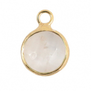 Natural stone charms 10mm White Crystal-Gold