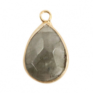 Natural stone charms drop Fossil Grey-Gold