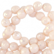4 mm natural stone faceted beads round Ivory Cream Beige-AB Coating