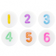 Acrylic letter beads mix numbers Multicolour-White