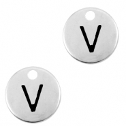 DQ European metal charms initial V Antique Silver (nickel free)