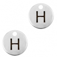 DQ European metal charms initial H Antique Silver (nickel free)