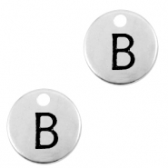 DQ European metal charms initial B Antique Silver (nickel free)