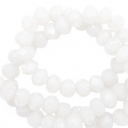 Top faceted beads 6x4mm disc Brilliant White-Pearl Shine Coating