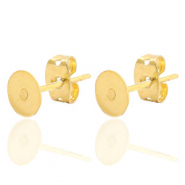 Stainless steel earrings for 7mm cabochon and SS34 flatback Gold