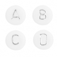 Acrylic letter beads mix White-Silver