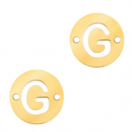 Stainless steel charms connector 10mm initial coin G Gold