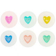 Acrylic letter beads hearts glow-in-the-dark Off White-Multicolour