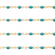 Stainless steel findings belcher chain 1mm Pretty Peacock Blue-Gold