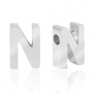 Stainless steel beads letter N Silver
