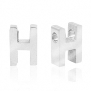 Stainless steel beads letter H Silver
