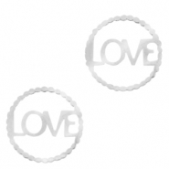 Stainless steel charms/connector "LOVE" Silver
