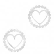 Stainless steel charms/connector heart Silver