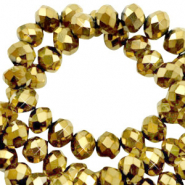 Top faceted beads 4x3mm disc Crystal Dorado Gold Metallic