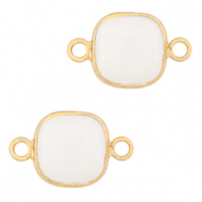 Natural stone charms Milky Quartz connector 12x12mm White-Gold