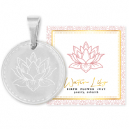 Stainless steel Mix & Match charms 15mm Birth flower July-Water lIly Silver