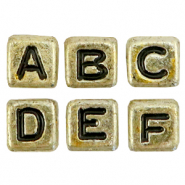 Acrylic letter beads mix Gold-Black