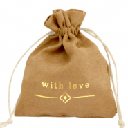 Jewellery Bag "with love" Light Brown-Gold