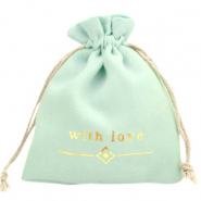 Jewellery Bag "with love" Mint Green-Gold