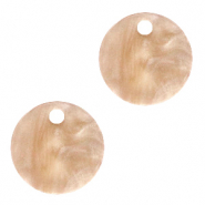Resin pendants round 12mm Beige brown