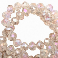 Top faceted beads 6x4mm disc Champagne-pearl high shine coating
