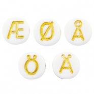 Acrylic letter beads mix diacritical marks White-Gold