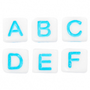 Acrylic letter beads mix White-Blue