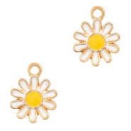 Metal charms flower Gold-White